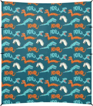 Cute Animal Dino Cartoon Foldable Beach Cabana UPF50  Lightweight Outdoor Sun Shade with Sandbags and Shovel for Camping, Picnics, Backyard & Fishing