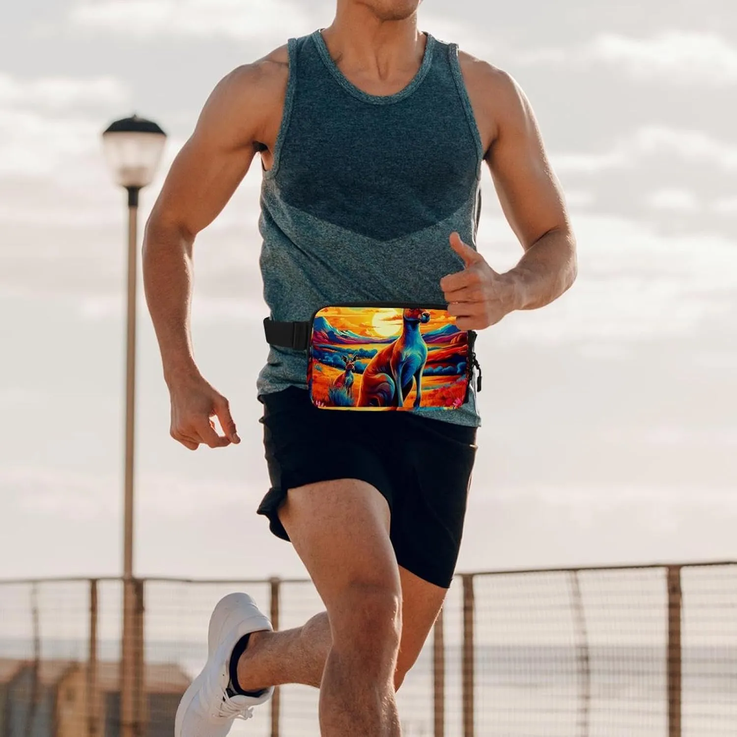 Cute Kangaroo-1591 Crossbody Fanny Pack for Men&Women,Belt Bag for Travel Casual Walking Running Hiking Cycling