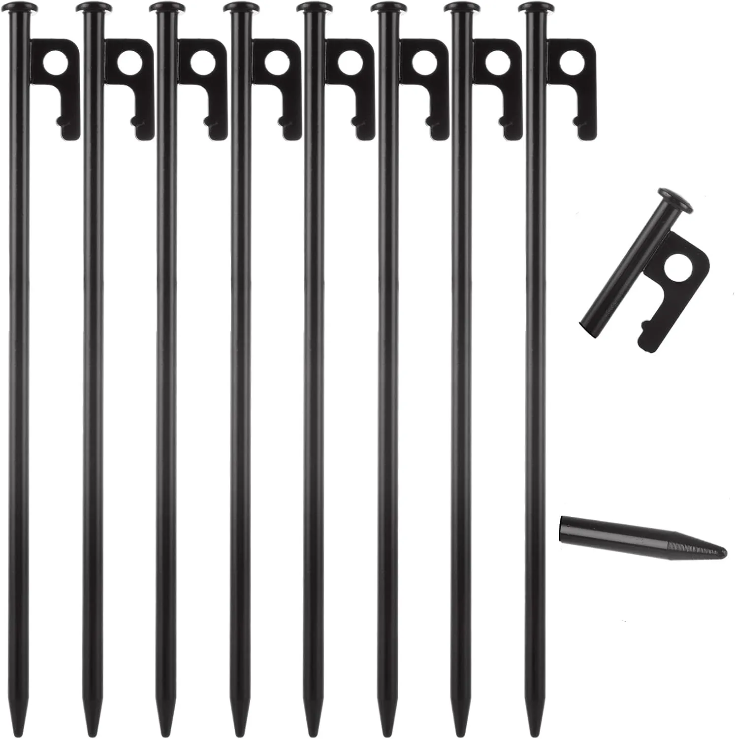 CYEAH 24 Pcs Tent Stakes, Heavy Duty 8 inch Steel Tent Pegs, Forged Steel Tent Stakes Heavy Duty, Metal Tent Pegs for Camping, Metal Stakes for Tent Used on Rocks, Snowfield and Grassland