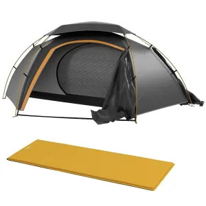 Dark Person Aluminium Dome Tent With 1 Outsunny For Summer event And Removable Complete assortment Portable Camping Frame, Bags, Waterproof, Mattress, Inflatable Fishing Grey/Khaki Self 2000mm Hiking, Rainfly