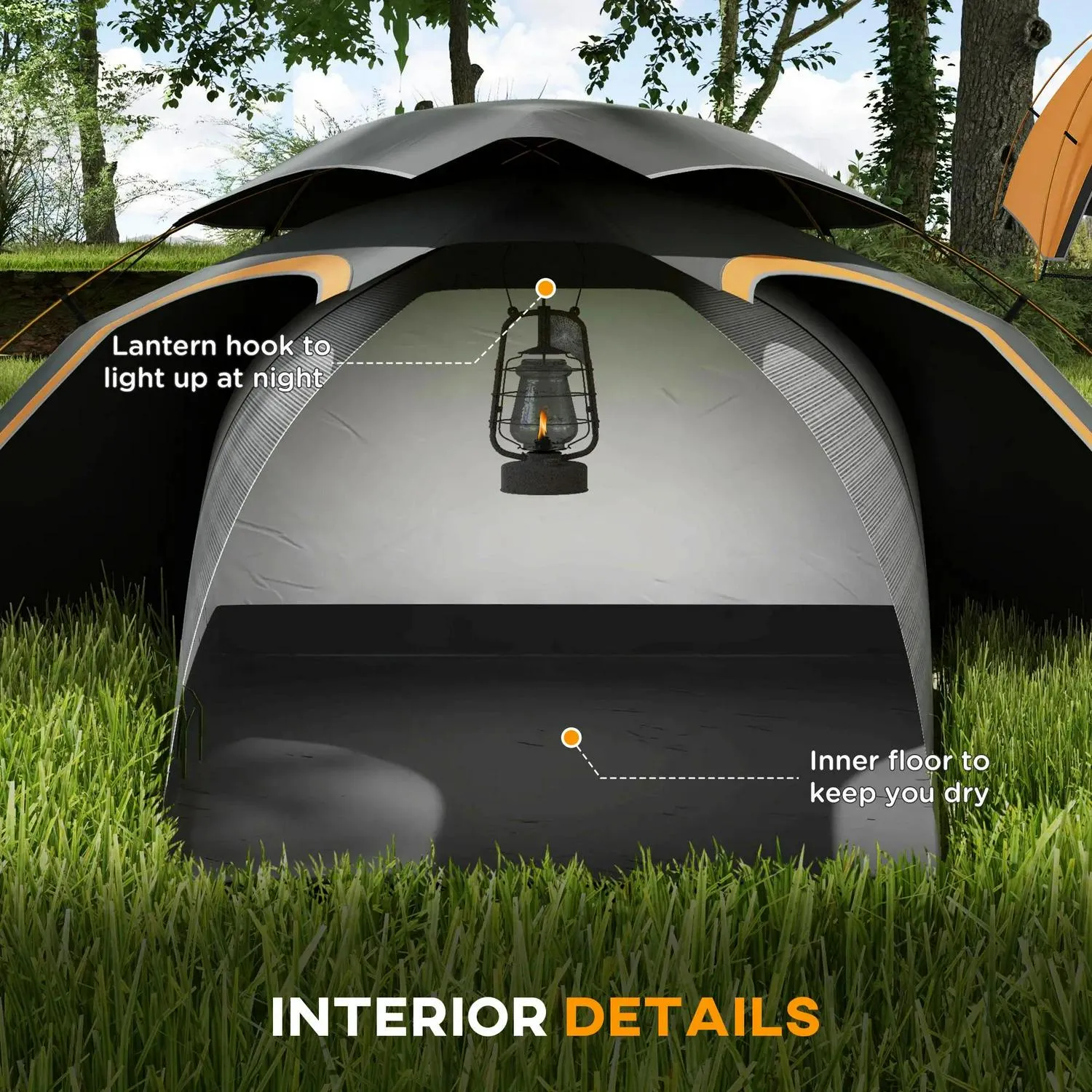 Dark Person Aluminium Dome Tent With 1 Outsunny For Summer event And Removable Complete assortment Portable Camping Frame, Bags, Waterproof, Mattress, Inflatable Fishing Grey/Khaki Self 2000mm Hiking, Rainfly