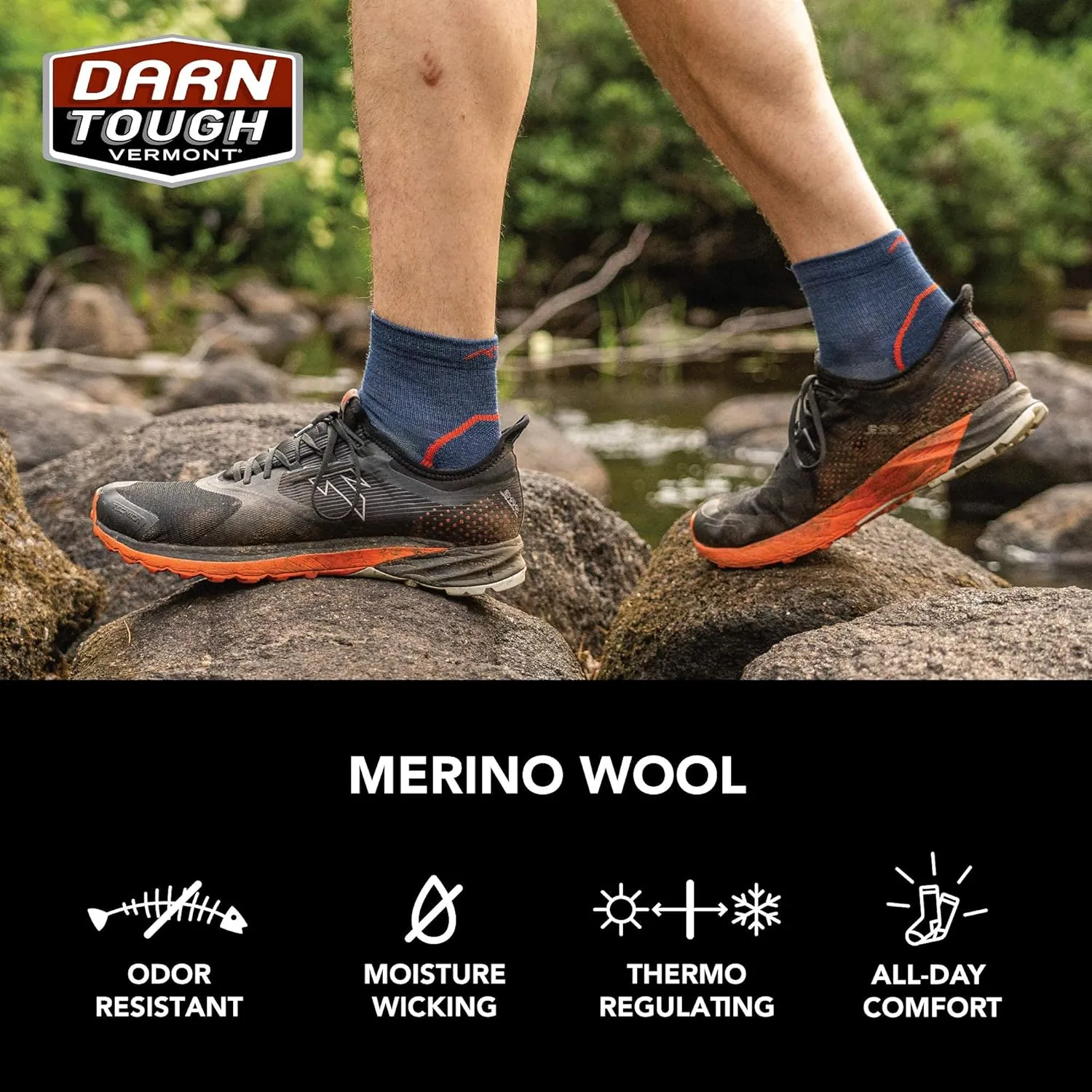 Darn Tough (Style 1991) Men's 1/4 Sock Lightweight with Cushion Hike Trek Sock