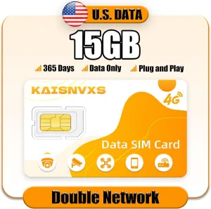 Data Only SIM Card for 365 Days 15GB - KAISNVXS Data SIM Card Compatible with USA 4G LTE Nationwide Networks for Security Solar Hunting Trail Game Cameras,GPS Tracker,Unlocked IoT Device
