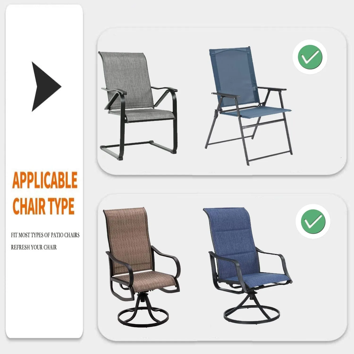Deisy Dee Patio Dining Chair Covers, Outdoor Steel Sling Folding Chair Covers, Garden Metal Chair Covers (1, Monstera)
