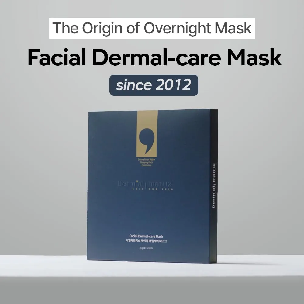 DERM·ALL MATRIX] Daily Facial Dermal-care (35g/sheet) Overnight mask pack,Lifting and Hydrating,Soothing, Exfoliating,Skin Nourishing,Collagen sheet mask for wrinkles and dry skin. 10sheets