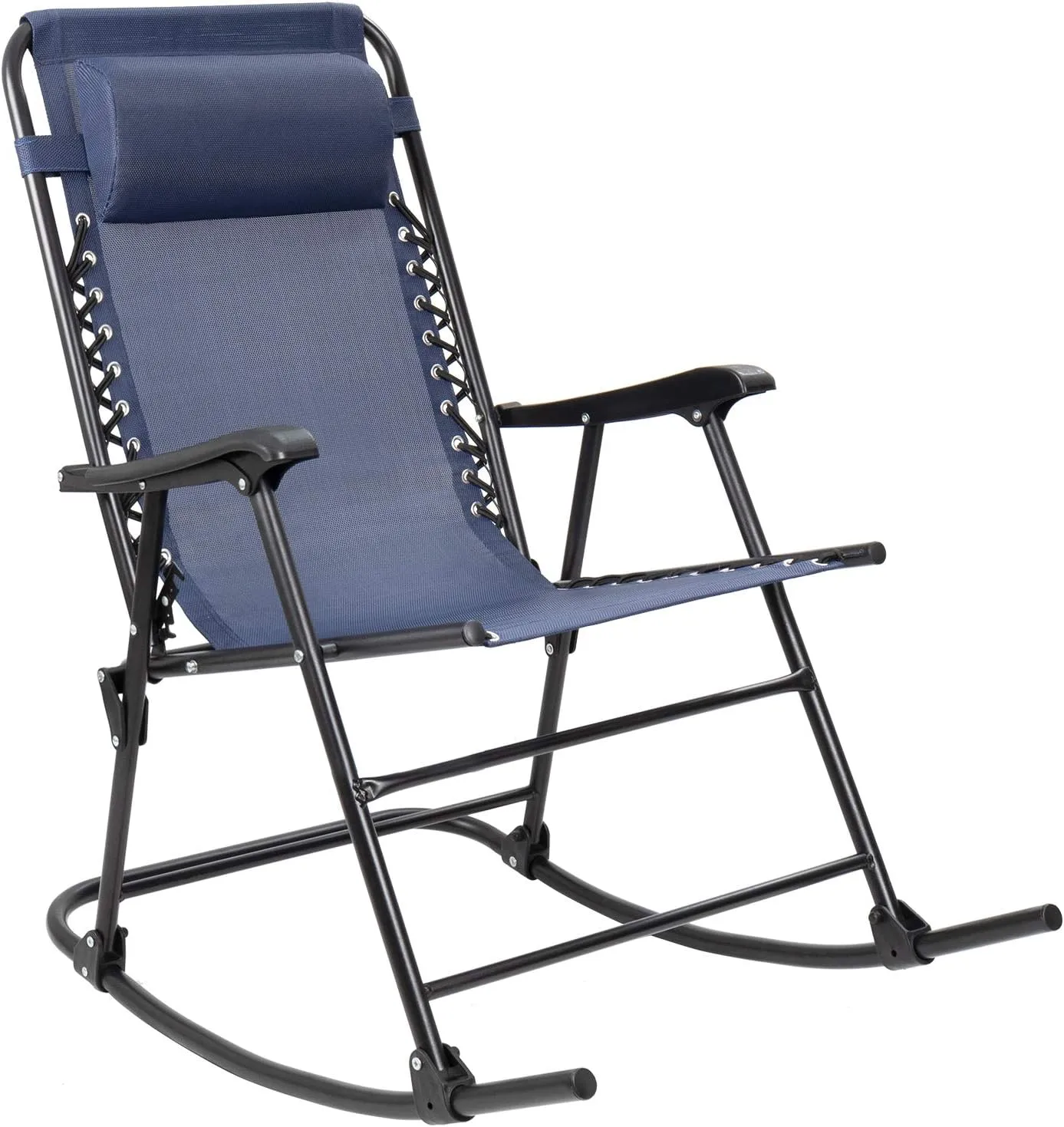 Devoko Patio Rocking Zero Gravity Chair Outdoor Wide Recliner Chair for Lawn Beach Camping Poolside with Headrest Pillow (Light Blue)