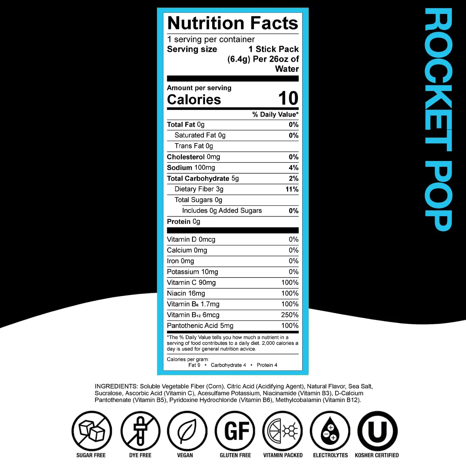Devotion Nutrition HydroFLEX Water Flavoring Packets – Sugar-Free Hydration with Vitamins & Electrolytes – Dye-Free, Gluten-Free (Rocket Pop) 12-Pack Drink Mix