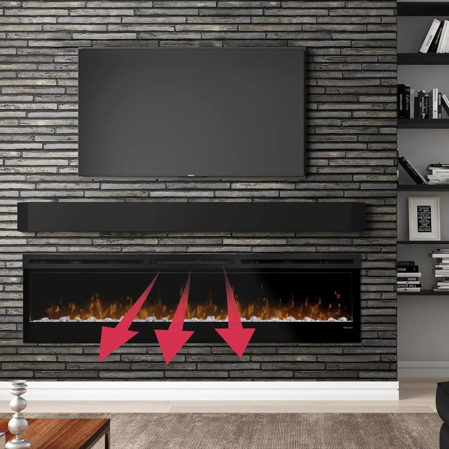 Dimplex BLF7451 Prism 74" Wall-Mounted Linear Electric Fireplace with Acrylic Ember Bed