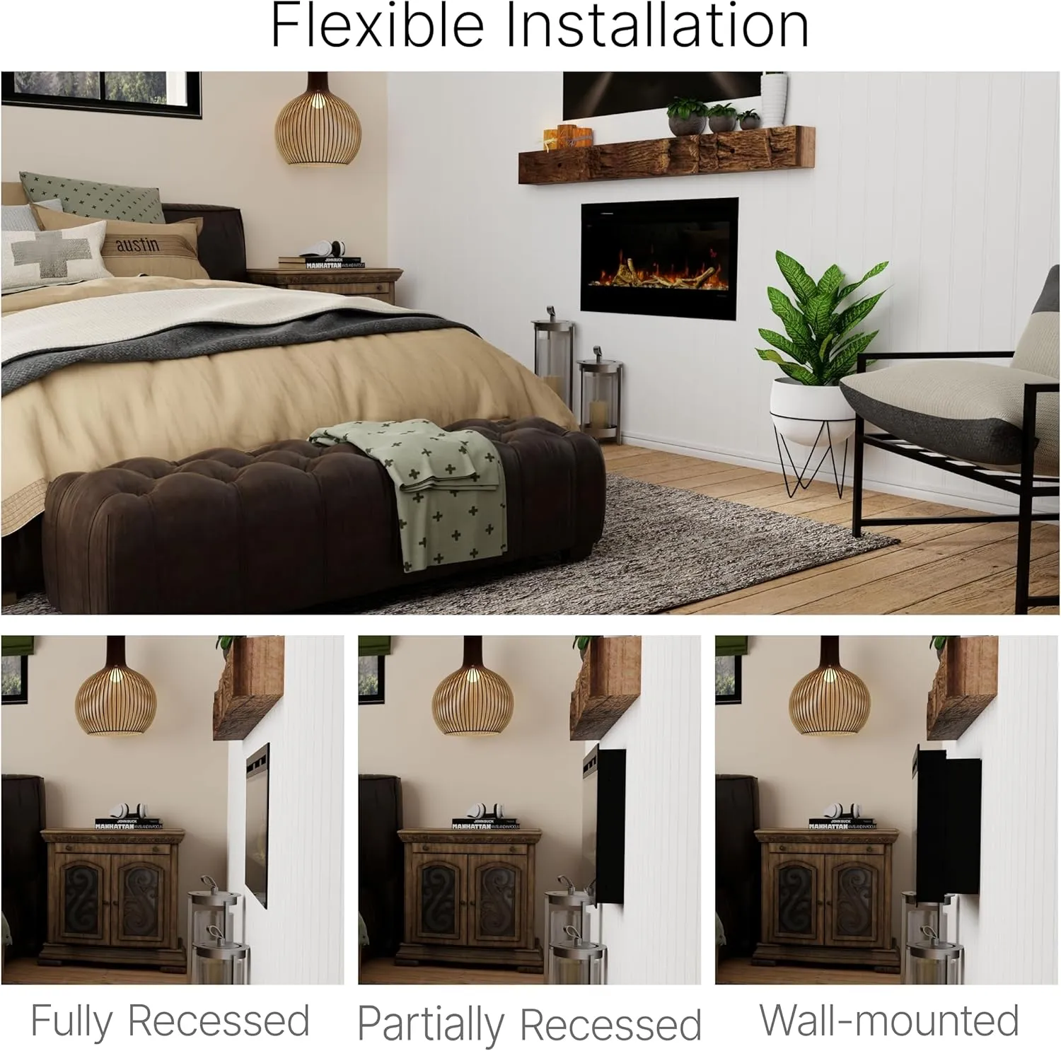 Dimplex BLF7451 Prism 74" Wall-Mounted Linear Electric Fireplace with Acrylic Ember Bed