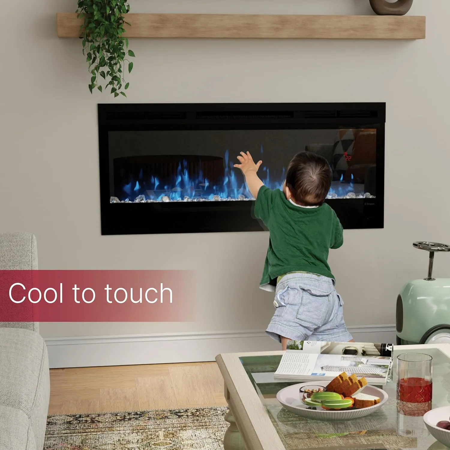 Dimplex BLF7451 Prism 74" Wall-Mounted Linear Electric Fireplace with Acrylic Ember Bed