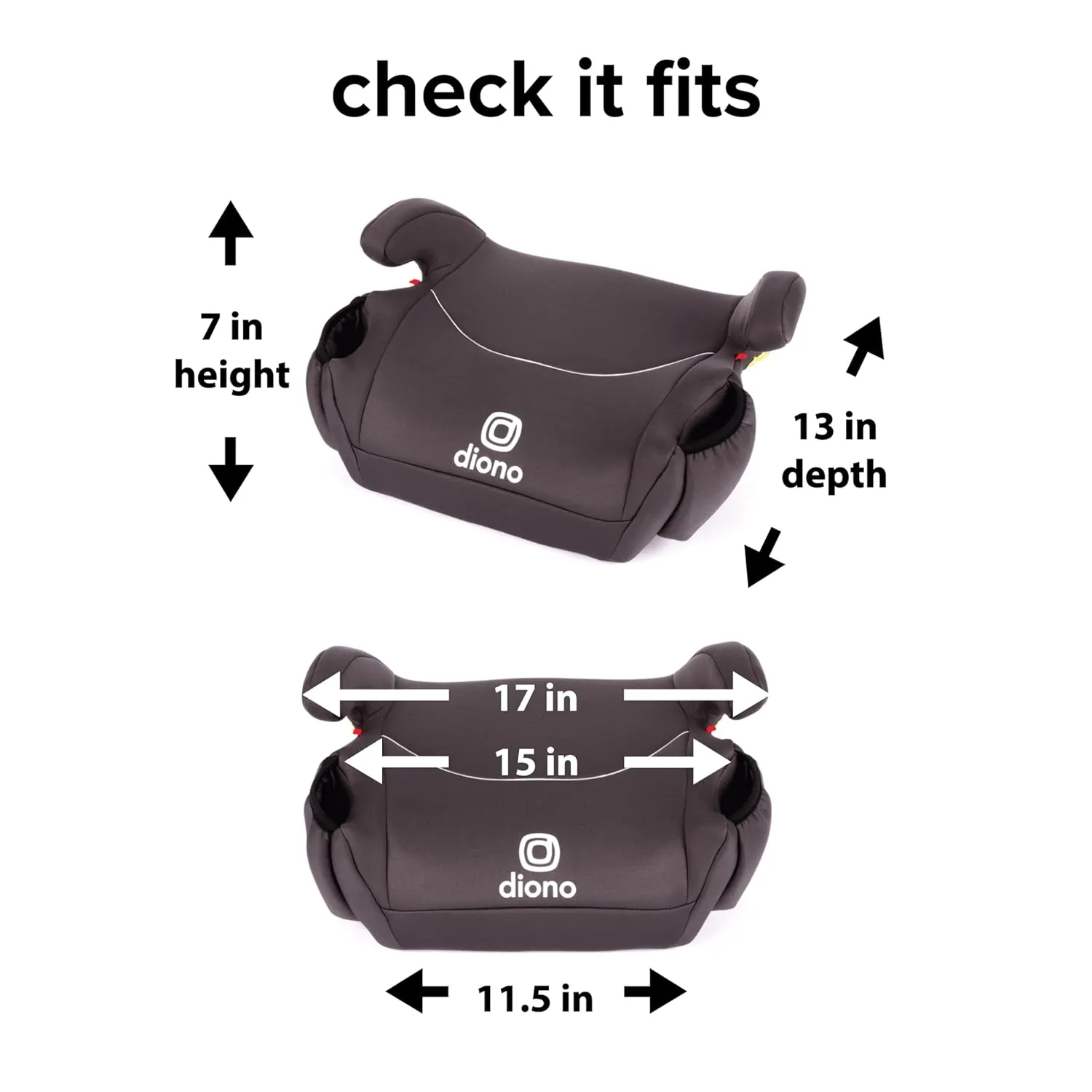 Diono Solana, No Latch, Pack of 2 Backless Booster Car Seats, Lightweight, Machine Washable Covers, Cup Holders, Black