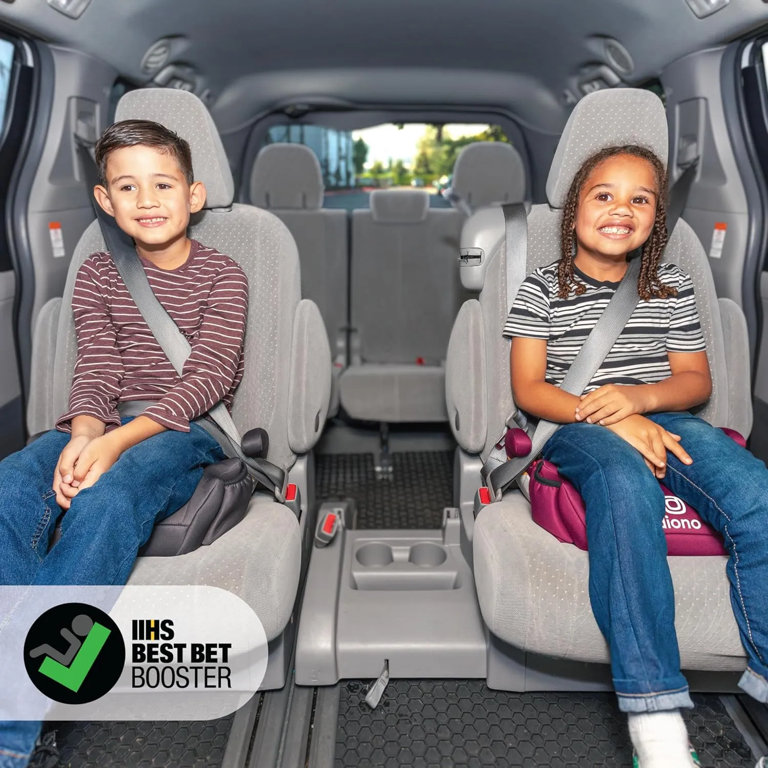 Diono Solana, No Latch, Pack of 2 Backless Booster Car Seats, Lightweight, Machine Washable Covers, Cup Holders, Black