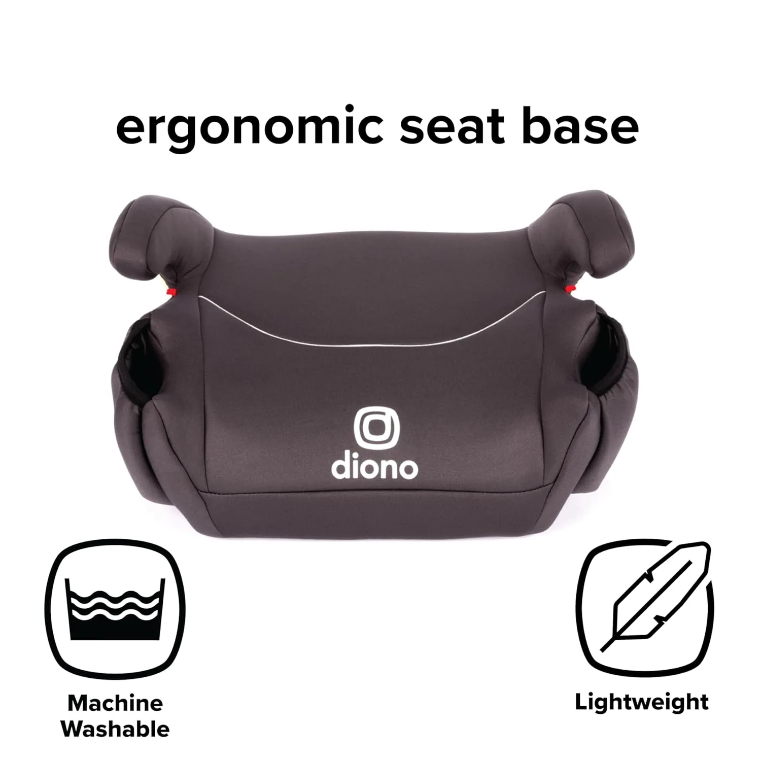Diono Solana, No Latch, Pack of 2 Backless Booster Car Seats, Lightweight, Machine Washable Covers, Cup Holders, Black