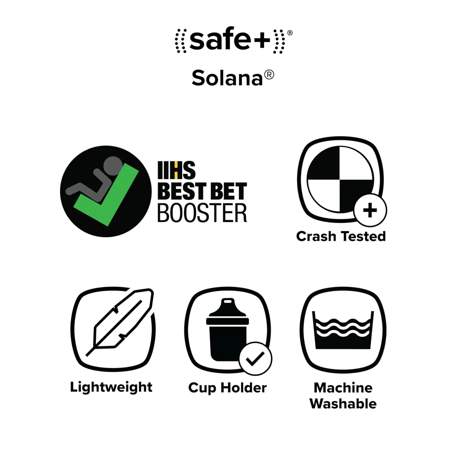 Diono Solana, No Latch, Pack of 2 Backless Booster Car Seats, Lightweight, Machine Washable Covers, Cup Holders, Black