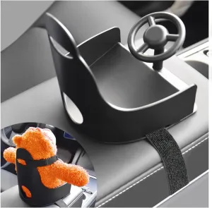 Doll Seat for Car Armrest Box Detachable Doll Driving Chair Adjustable Elastic Straps Auto Decoration Universal for 3.9"-11.8" Plush Dolls