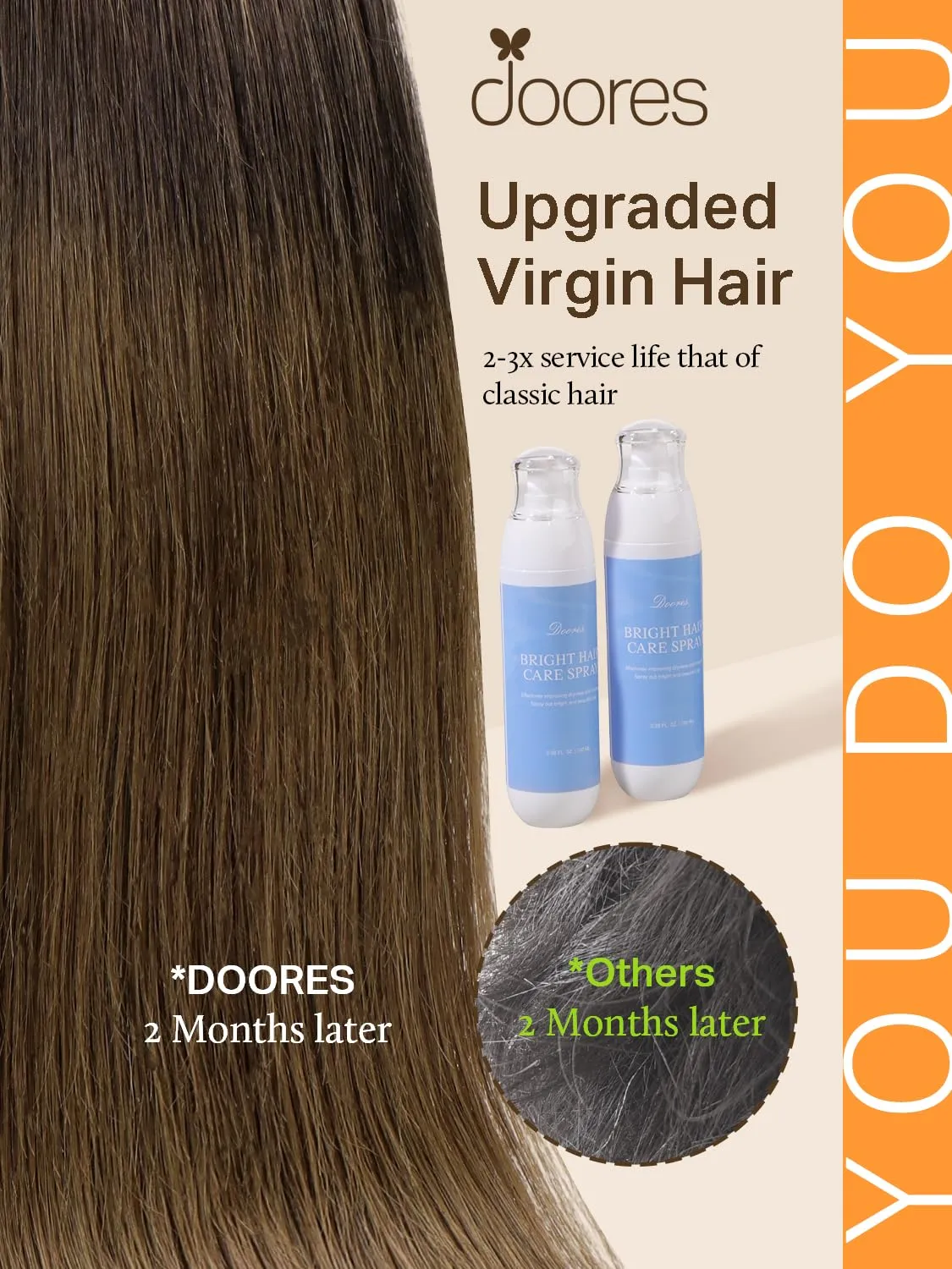 DOORES Tape in Hair Extensions Human Hair, Chocolate Dip Color Melt 14 Inch 25g 10pcs, Human Hair Extensions Natural Hair Extensions Seamless Straight