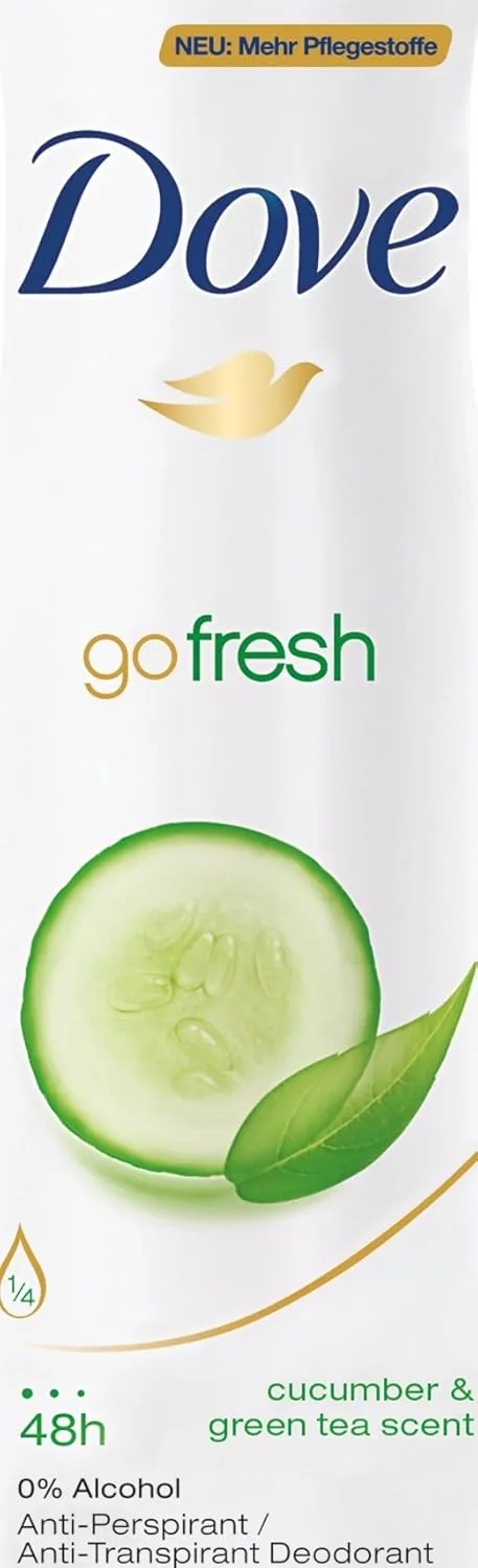 Dove Go Fresh Cucumber & Green Tea Deodorant 48h Spray 150 ml / 5 fl oz (6-Pack)