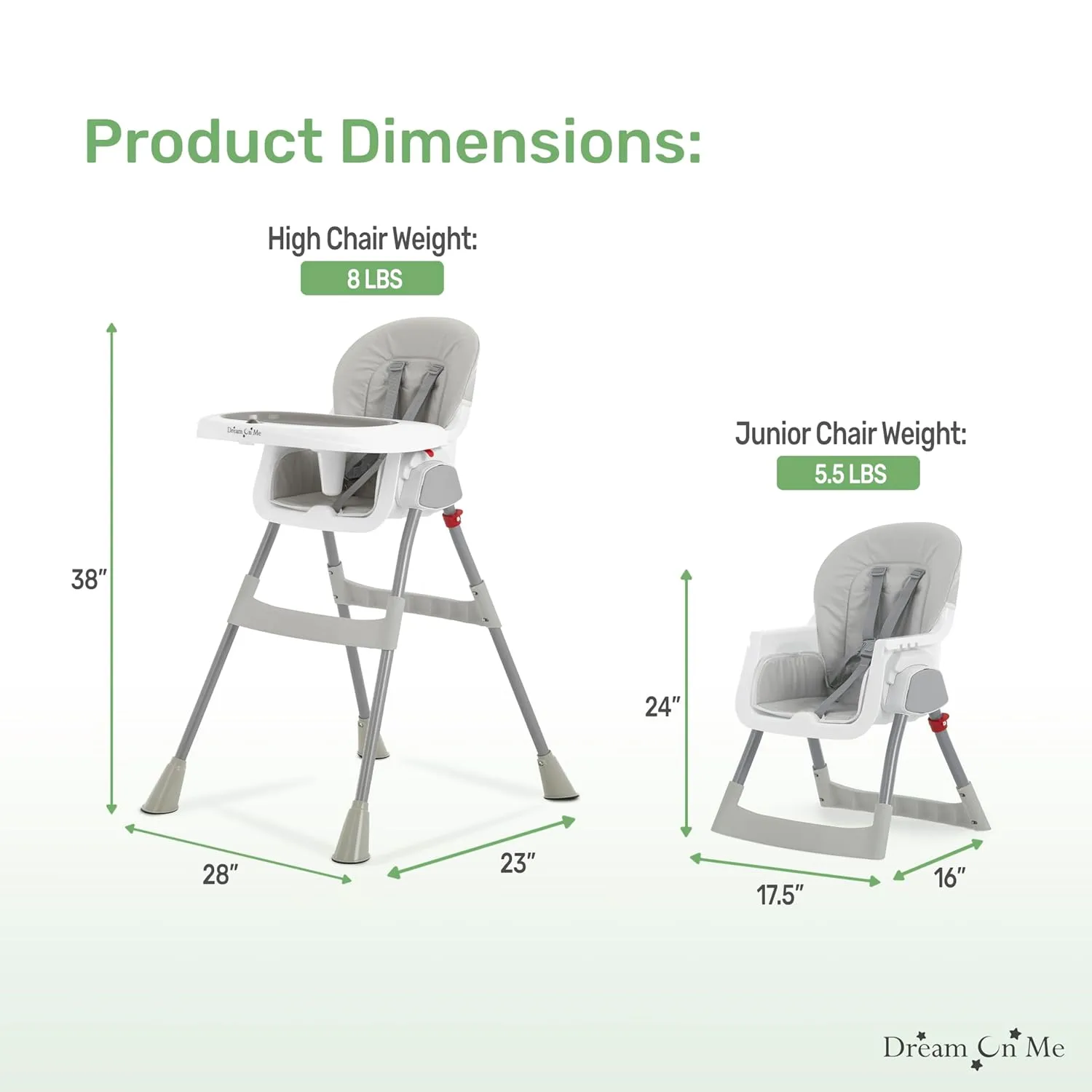 Dream On Me Portable 2-in-1 Tabletalk High Chair, Convertible Compact High Chair, Light Weight Portable Highchair, Grey