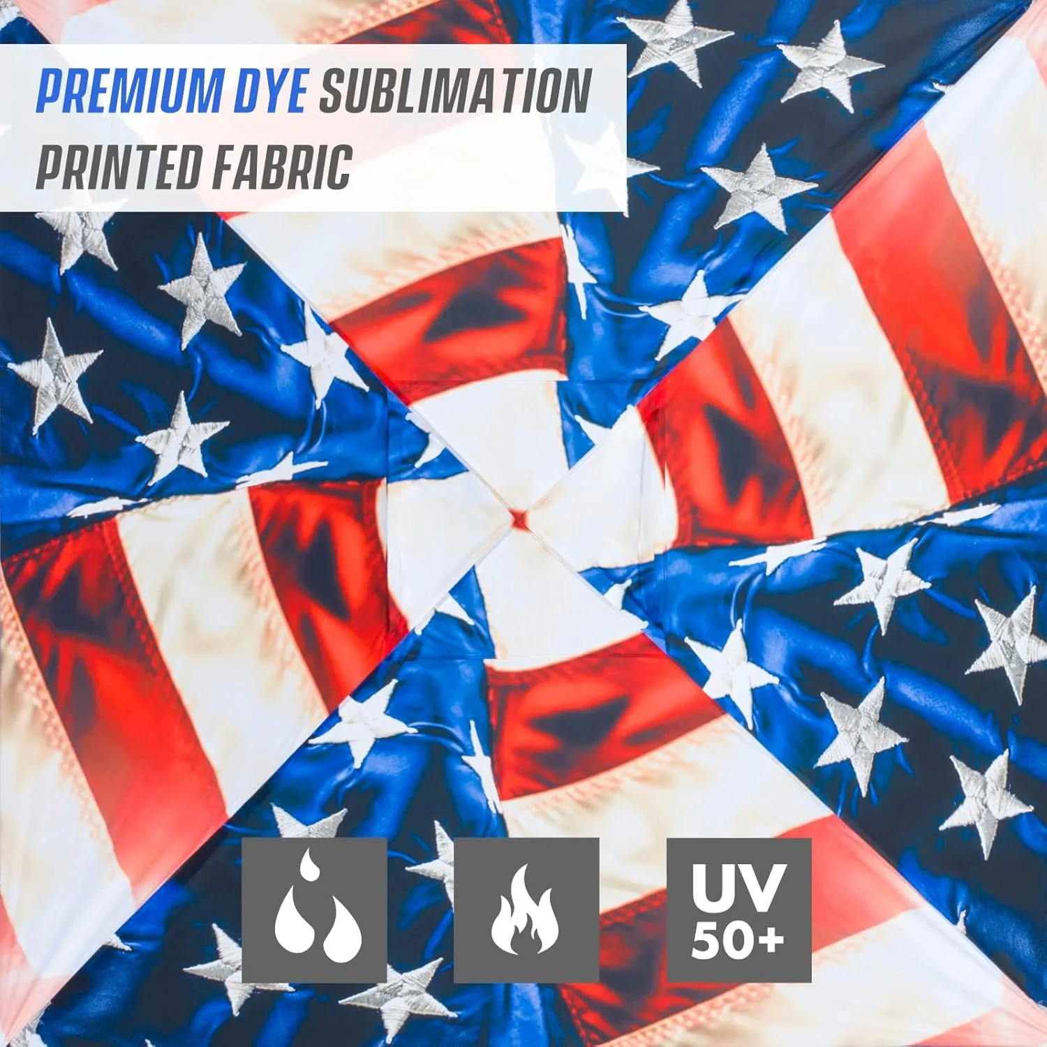 EAGLE PEAK 8x8 Pop Up Canopy Tent with Sidewall, Compact, Portable Slant Leg Instant Sun Shelter for Beach, Sports, & Camping, 8x8 Base 6x6 Top, Stars and Stripes