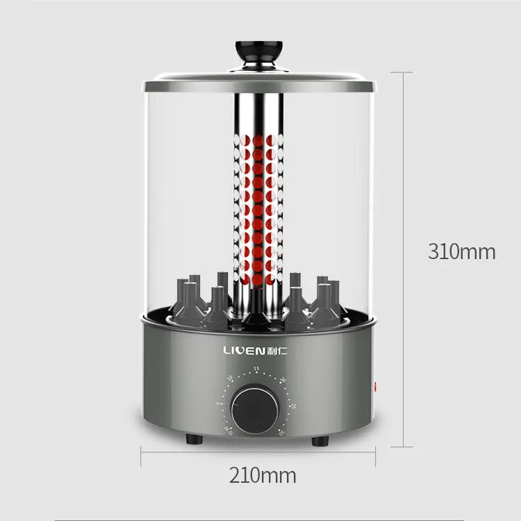 Electric grill automatically rotates
