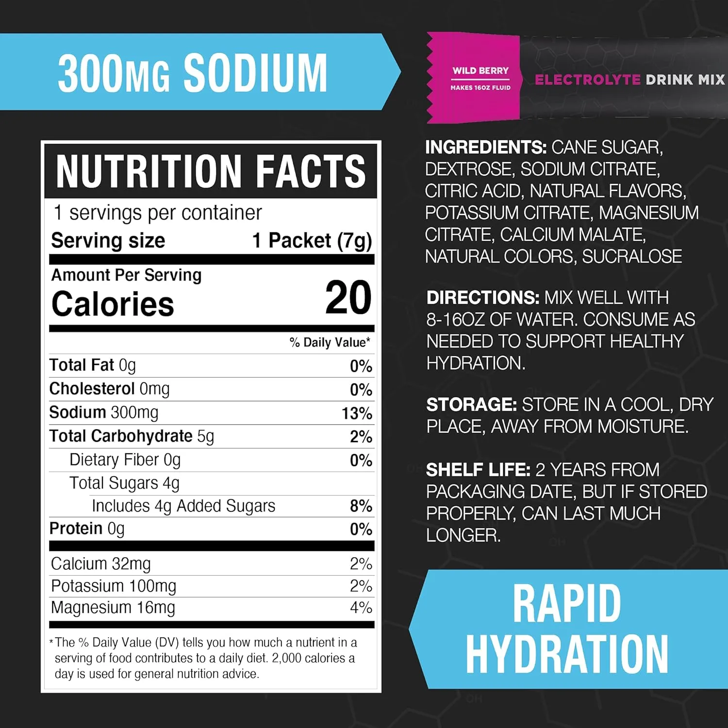 Electrolyte Powder Packets, Accelerate Re-Hydration, Low Sugar, Electrolyte Drink Mix, Prevent Dehydration, Eliminate Cramps