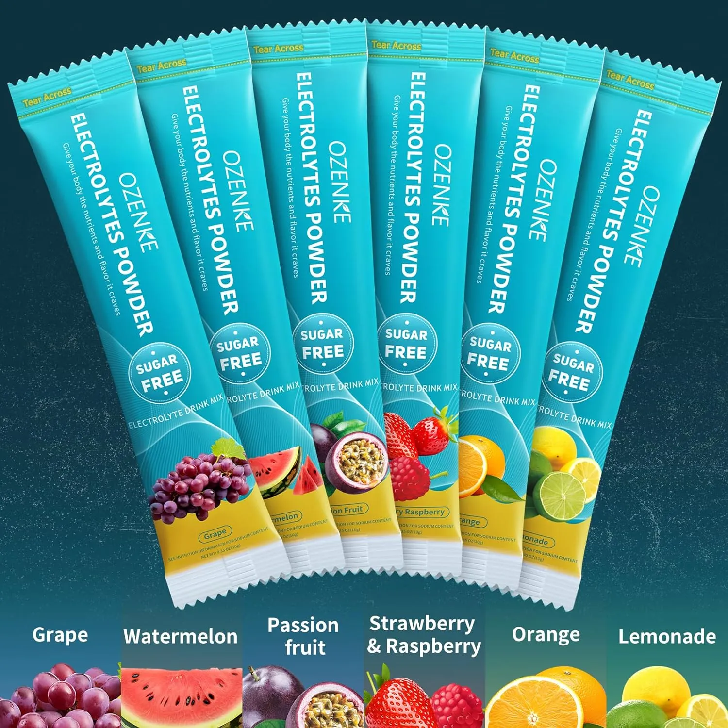 Electrolytes Powder Packets, 30 Sticks Hydration Packets Sugar Free, Electrolyte Drink Mix Travel Electrolyte Packets for Rapid Hydration, 6 Flavors