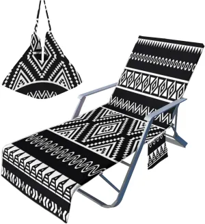 EMMTEEY Pool Chair Covers 82.6 X 29.5 Inches Watercolor Boho Deer Skull Antlers Floral Beach Chair Cover with 2 Side Pockets for Backyard Beach Trip, Set of 1