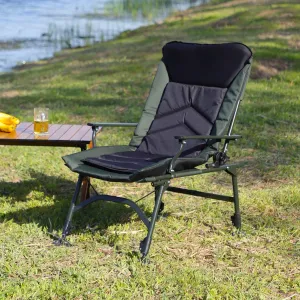 Enhance Comfort with Portable Folding Reclining Camping Chair, Adjustable Backrest for Indoor and Outdoor Use, Green and Black