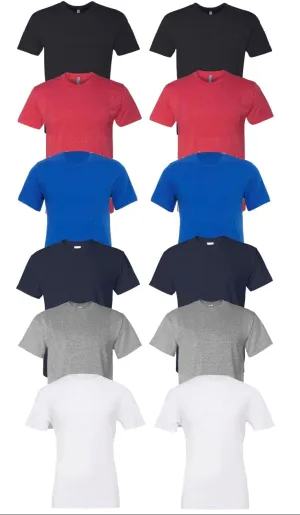 EVERYDAY TEES 12 Pack Mens Cotton Crew Neck Regular T-Shirts Bulk Short Sleeve Lightweight Tees Mix Colors
