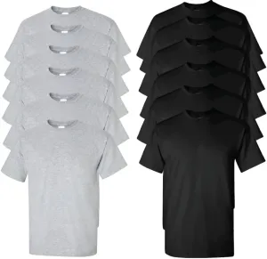 EVERYDAY TEES 12 Pack Mens Cotton Crew Neck Regular T-Shirts Bulk Short Sleeve Lightweight Tees Mix Colors