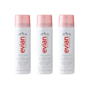EVIAN FACIAL SPRAY Natural Mineral Water Facial Spray Trio, Travel Size, 1.7 Ounce (3 pack)