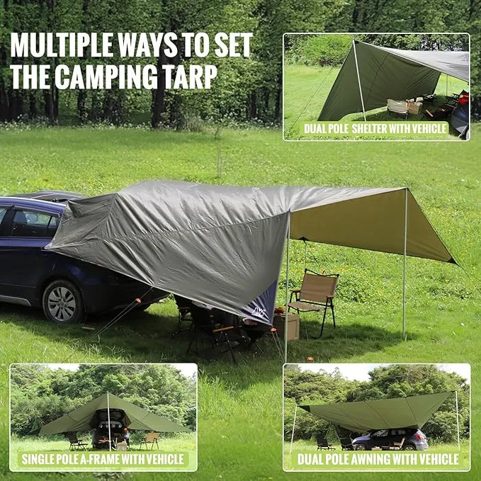 Extra Large Car Awning Camping Tarp for SUV, 19 x 13.3 x 8.6 FT, Waterproof Tailgate Awning for Camping,Van,MPV,Jeep