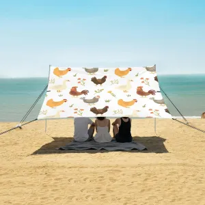 Farm Poultry Chicken Beach Canopy Tent Anti-UV & Wind Resistant, Camping Sun Shelter Easy Setup Portable,Outdoor Shade Tents with Sandbags,Sand Shovels,Ground Pegs & Stability Poles