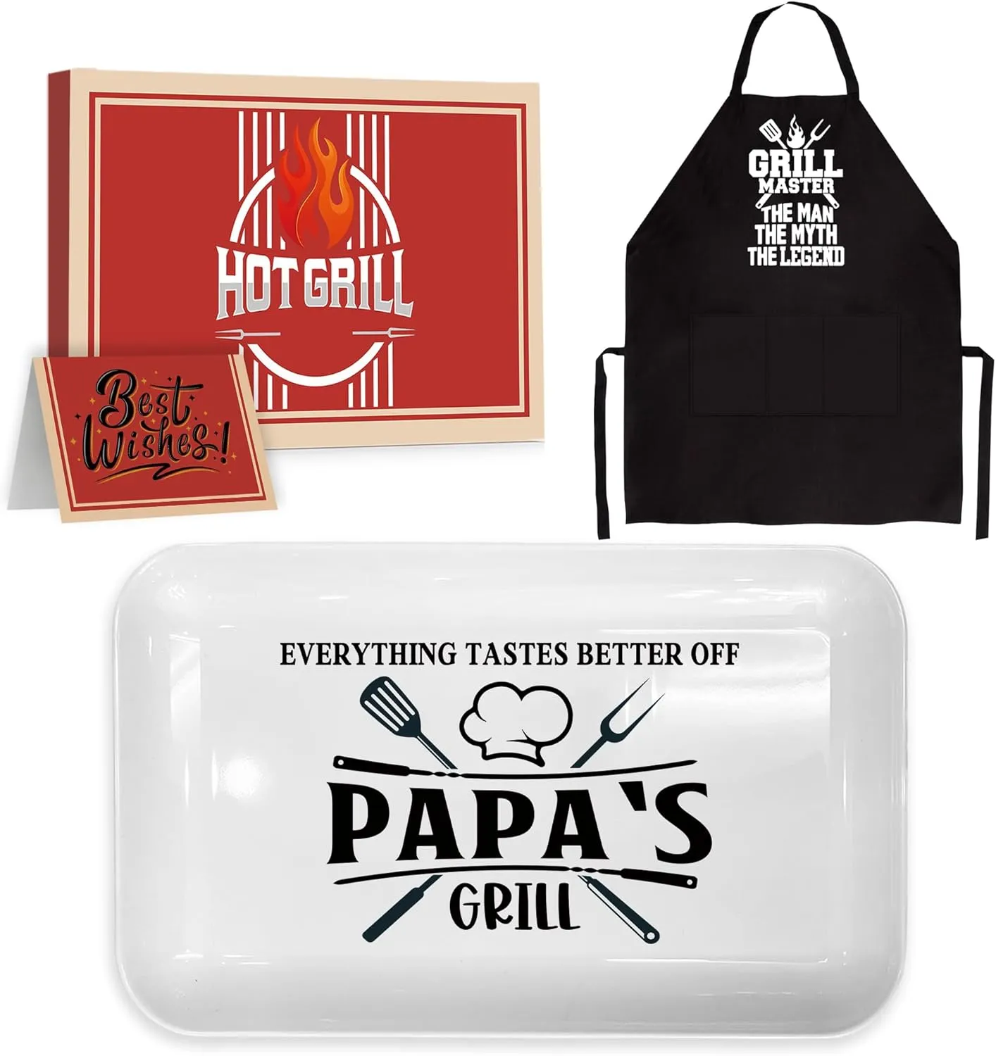 Fathers Day Papa Gifts, Papa Gift from Grandkids Grill Platter BBQ Grilling Barbecue Serving Tray Plate Dishes, Gift for Papa for Salads Desserts Charcuterie Outdoor Indoor Cooking Birthday Party