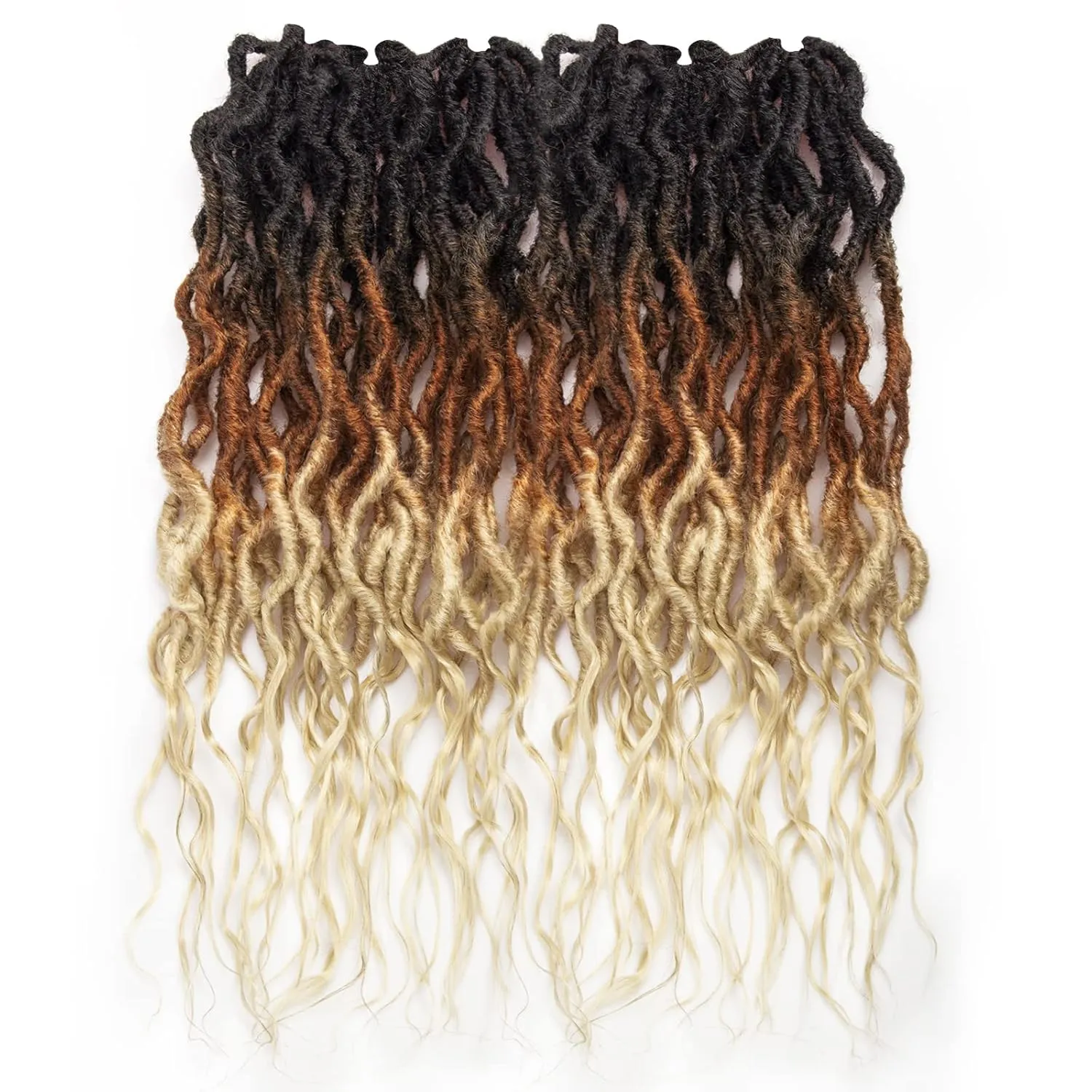 Faux Locs Crochet Hair 24Inch Goddess Locs Crochet Hair, 6Packs Pre Looped Wavy Locs Soft Locs Curly Ends Dreadlocks Faux Crochet Locs Synthetic Crochet Braids Hair Extensions (1B/30/613, 24'')