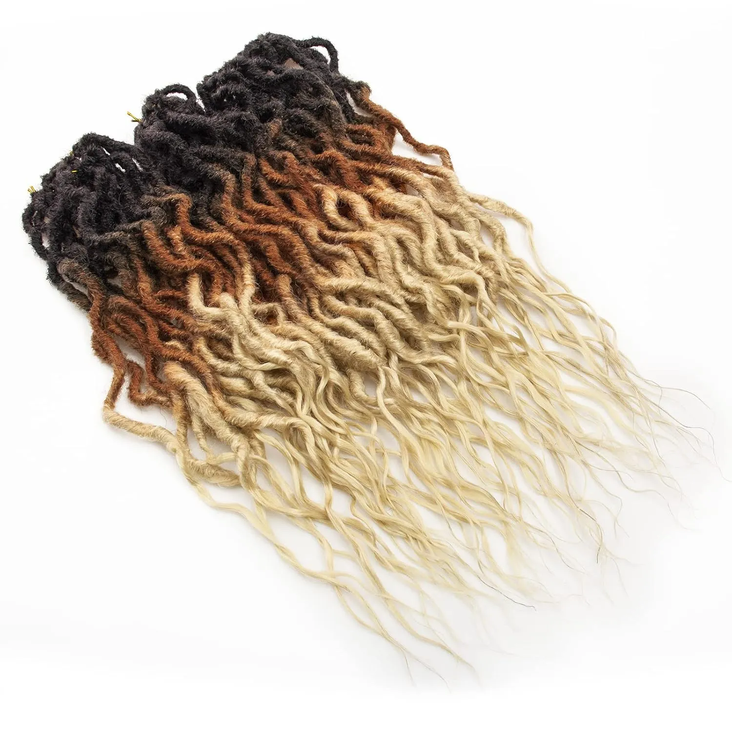Faux Locs Crochet Hair 24Inch Goddess Locs Crochet Hair, 6Packs Pre Looped Wavy Locs Soft Locs Curly Ends Dreadlocks Faux Crochet Locs Synthetic Crochet Braids Hair Extensions (1B/30/613, 24'')