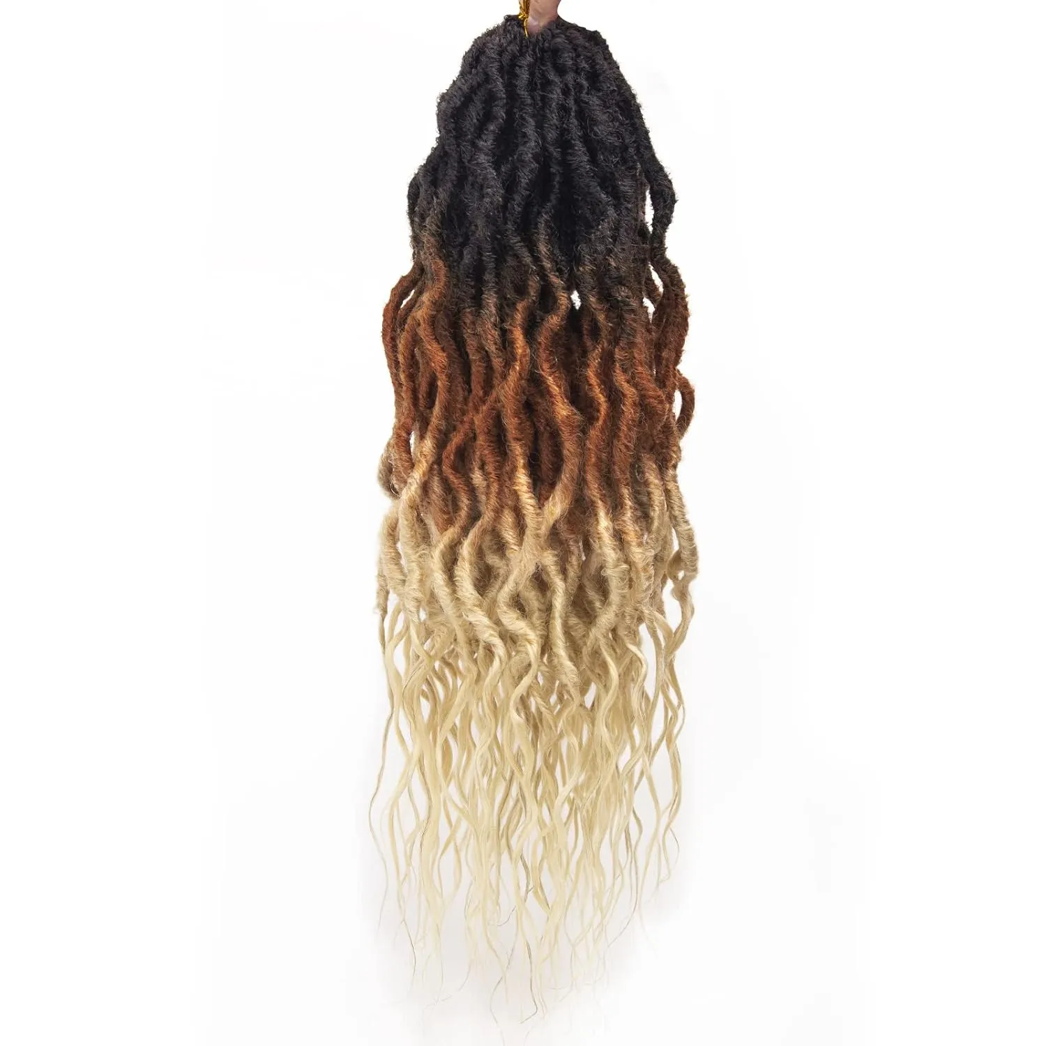 Faux Locs Crochet Hair 24Inch Goddess Locs Crochet Hair, 6Packs Pre Looped Wavy Locs Soft Locs Curly Ends Dreadlocks Faux Crochet Locs Synthetic Crochet Braids Hair Extensions (1B/30/613, 24'')