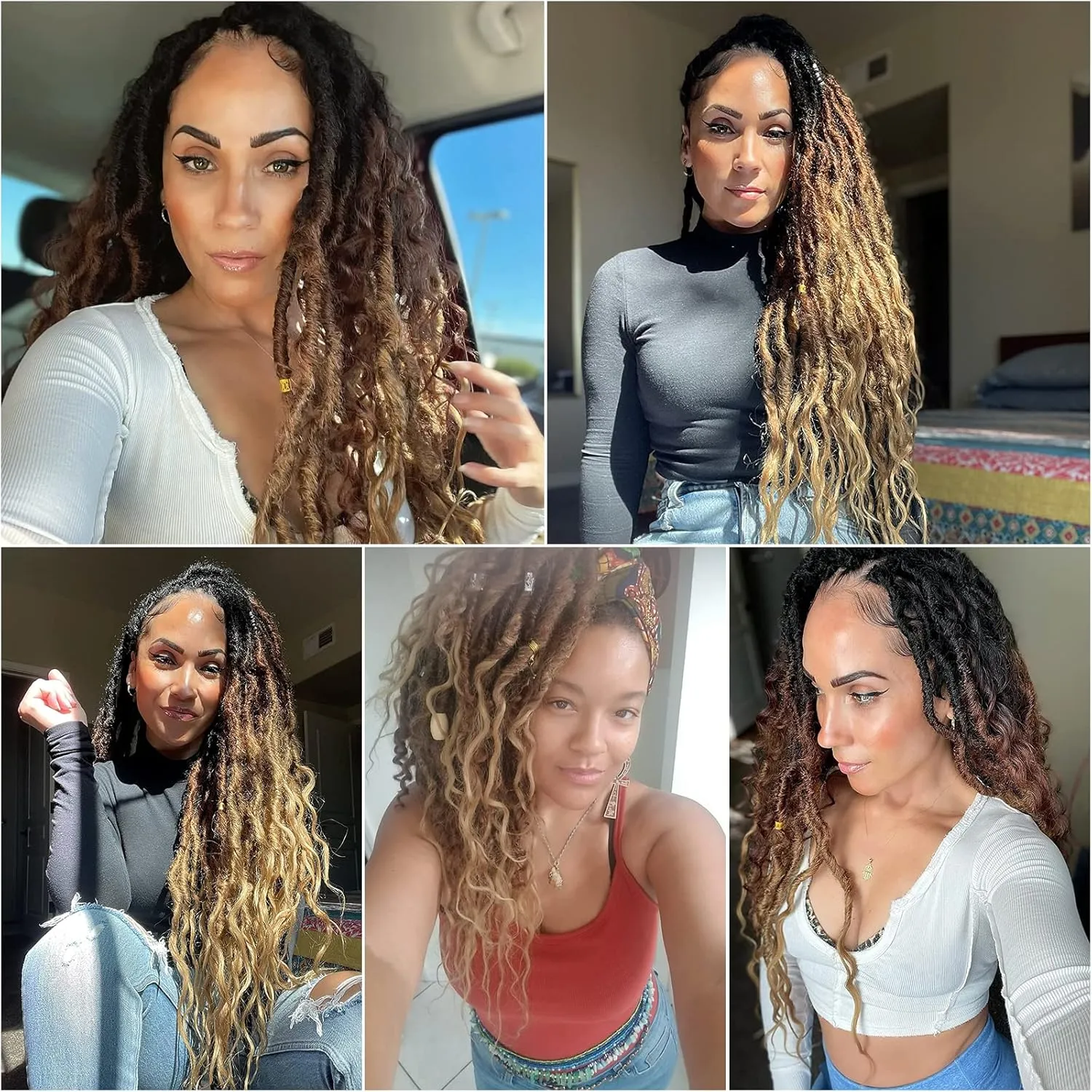 Faux Locs Crochet Hair 24Inch Goddess Locs Crochet Hair, 6Packs Soft Locs Curly Ends Dreadlocks Crochet Locs Synthetic Crochet Braids(OT30/27, 24'')