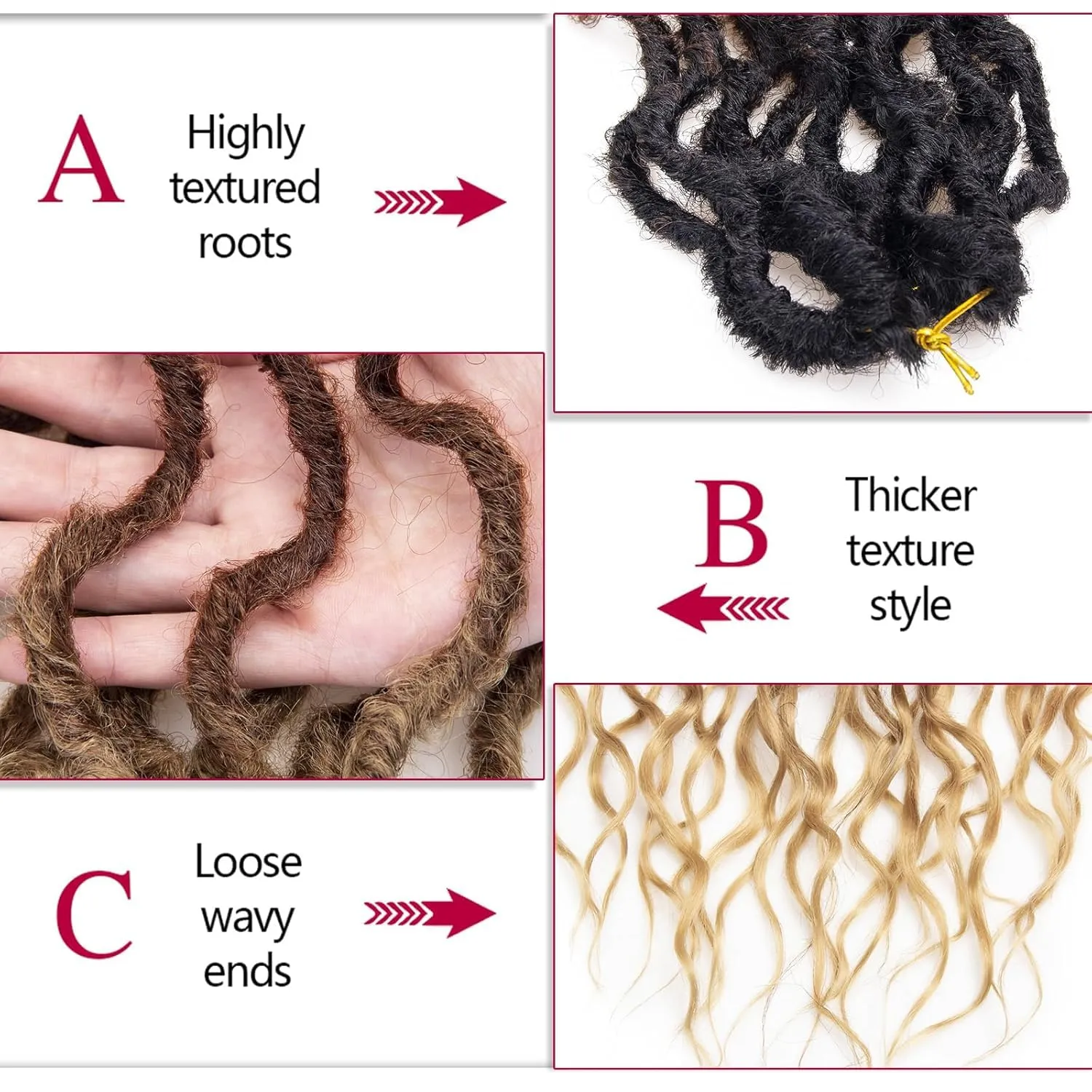 Faux Locs Crochet Hair For Women Soft Locs 18 Inch Goddess Crochet Hair Curly Ends Dreadlocks Boho Style Synthetic Braiding Hair Extensions(6 Packs 72 Strands,1b/30/27)