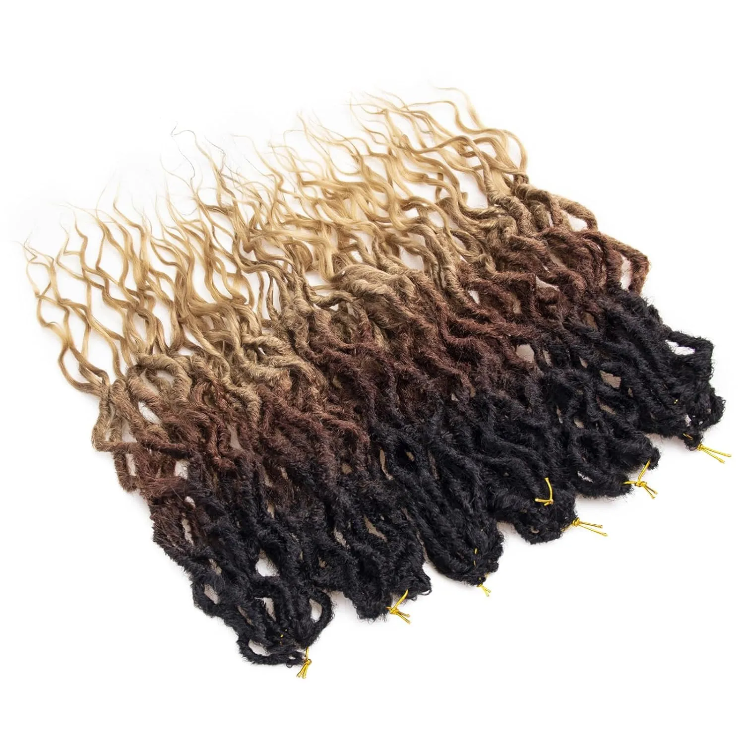 Faux Locs Crochet Hair For Women Soft Locs 18 Inch Goddess Crochet Hair Curly Ends Dreadlocks Boho Style Synthetic Braiding Hair Extensions(6 Packs 72 Strands,1b/30/27)