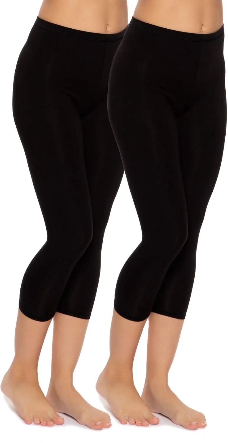 Felina | Cotton Modal Capri Leggings 2-Pack | Lightweight & Soft