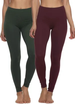 Felina Velvety Super Soft Lightweight Leggings 2-Pack - for Women - Yoga Pants, Workout Clothes