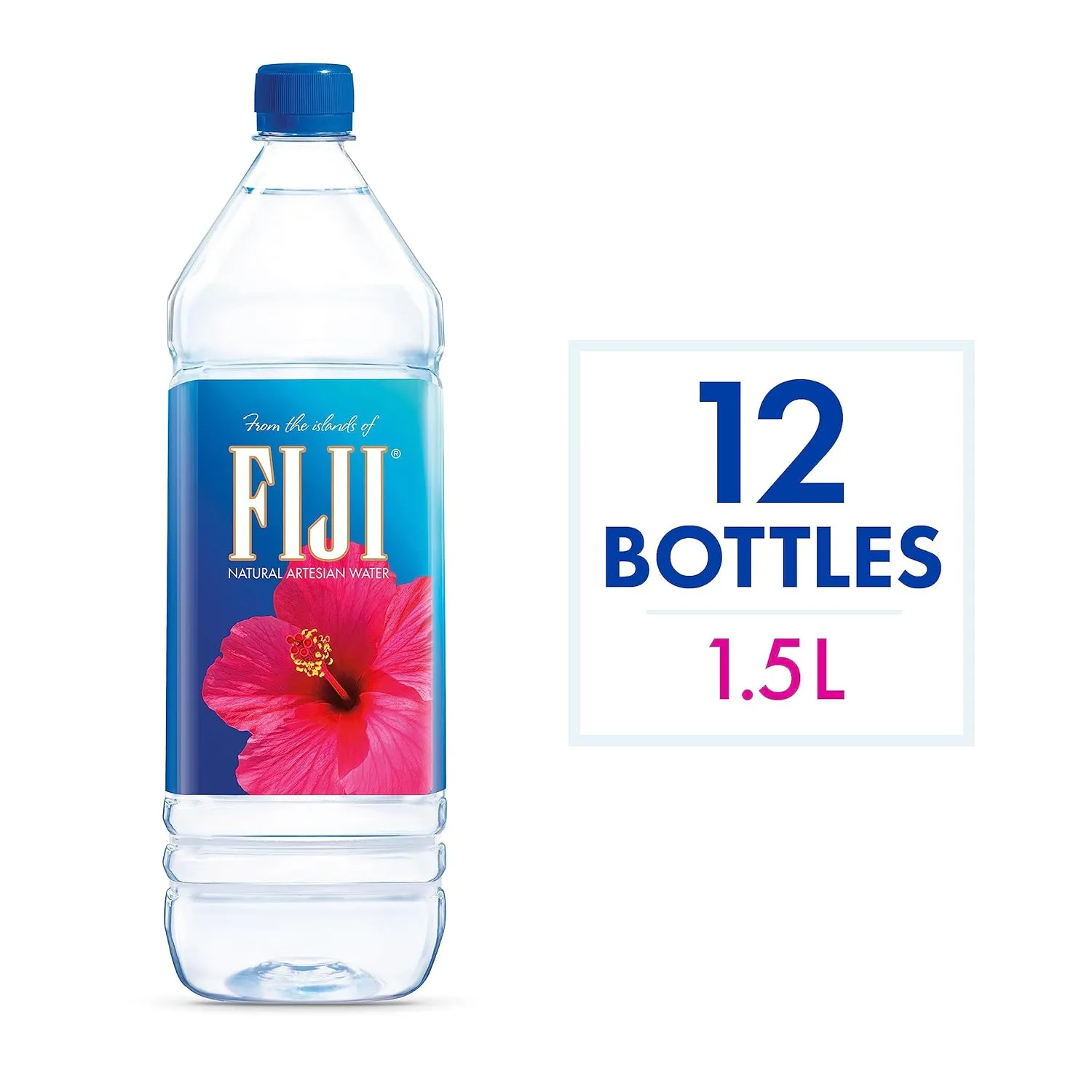 FIJI Natural Artesian Bottled Water 1.5 Liters / 50.7 Fl Ounce (Pack of 12) - 100% Natural Electrolytes