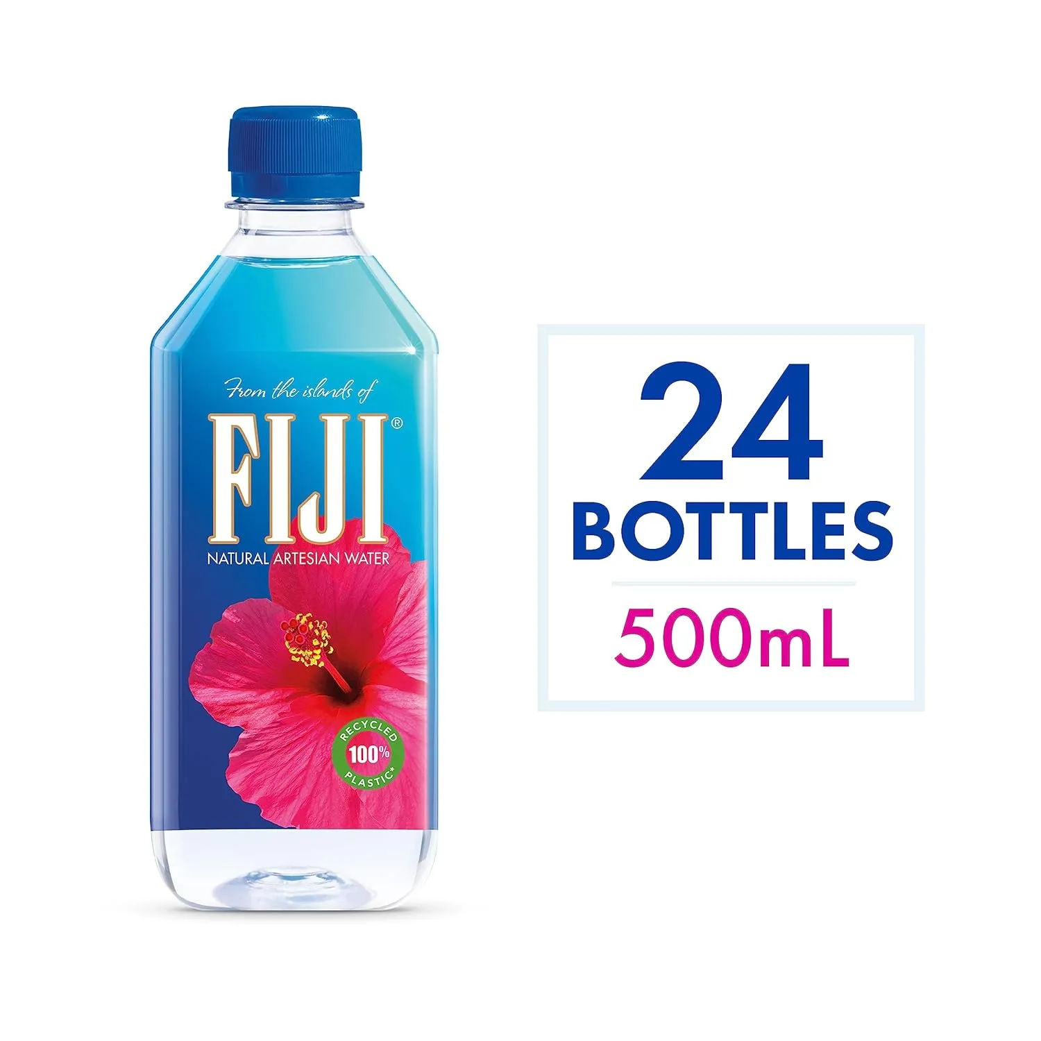 FIJI Natural Artesian Bottled Water 500mL / 16.9 Fl Ounce (Pack of 24) - 100% Natural Electrolytes