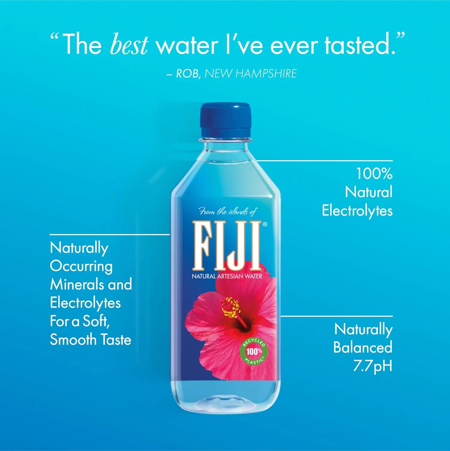 FIJI Natural Artesian Bottled Water 500mL / 16.9 Fl Ounce (Pack of 24) - 100% Natural Electrolytes