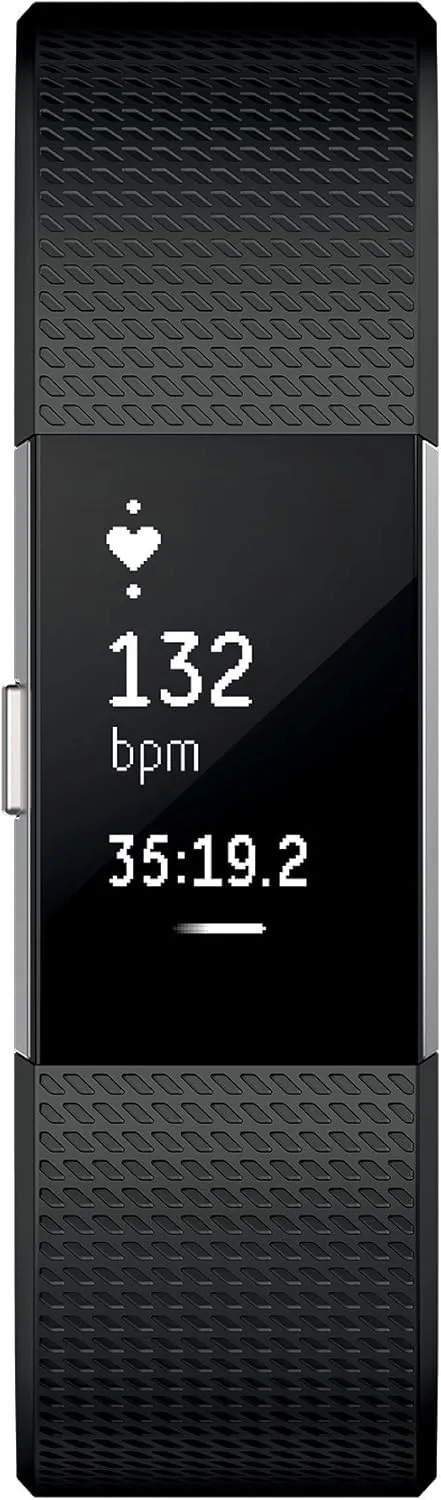 Fitbit Charge 2 Heart Rate   Fitness Wristband, Black, Large (US Version), 1 Count