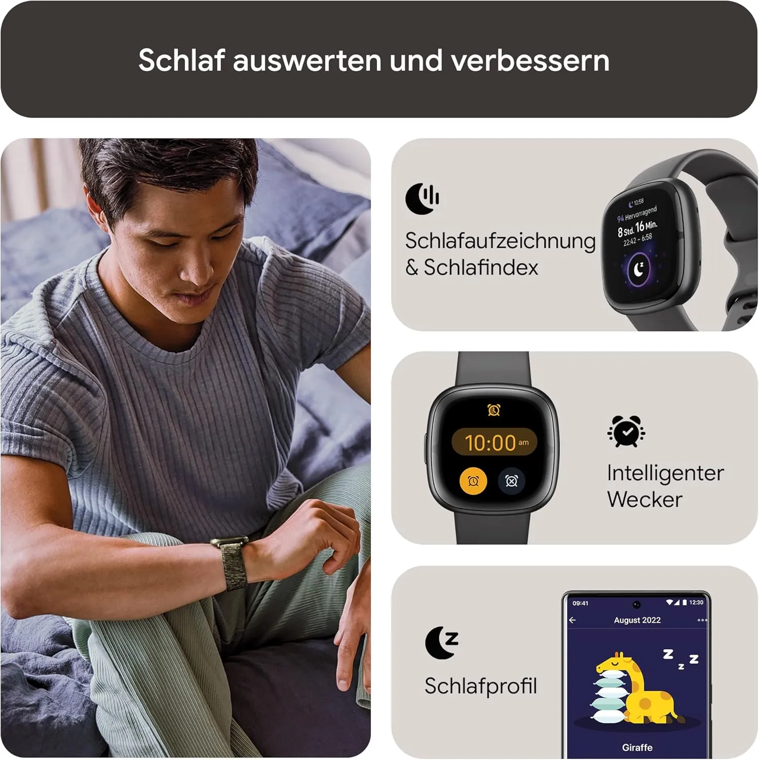 Fitbit Sense 2 Advanced Health and Fitness Smartwatch with Tools to Manage Stress and Sleep, ECG App, SpO2, 24/7 Heart Rate and GPS, Shadow Grey/Graphite, One Size (S & L Bands Included)