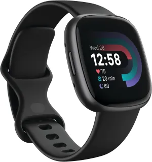 Fitbit Versa 4 Fitness Smartwatch with Daily Readiness, GPS, 24/7 Heart Rate, 40  Exercise Modes, Sleep Tracking and more, Black/Graphite, One Size (S & L Bands Included) it Versa 4 (Renewed)