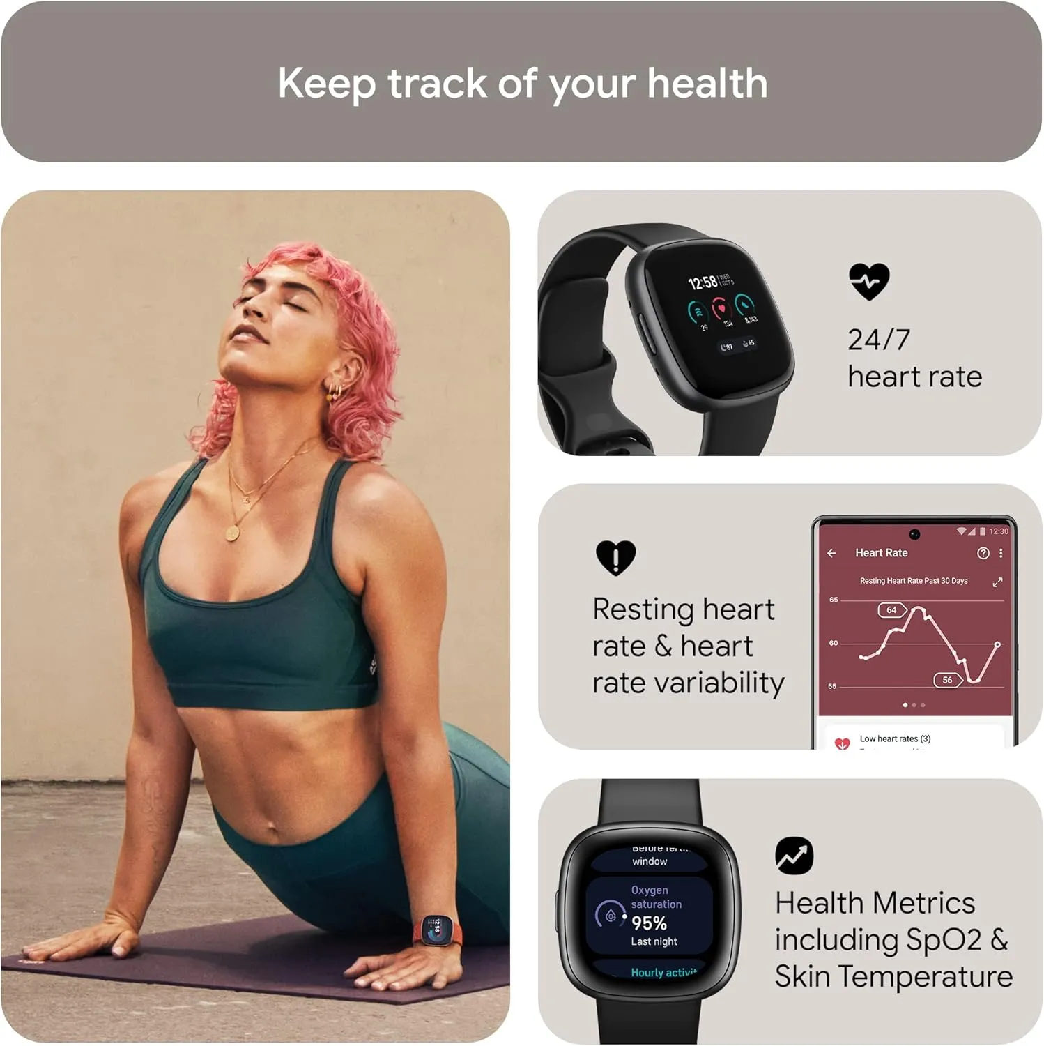 Fitbit Versa 4 Fitness Smartwatch with Daily Readiness, GPS, 24/7 Heart Rate, 40  Exercise Modes, Sleep Tracking and more, Black/Graphite, One Size (S & L Bands Included) it Versa 4 (Renewed)