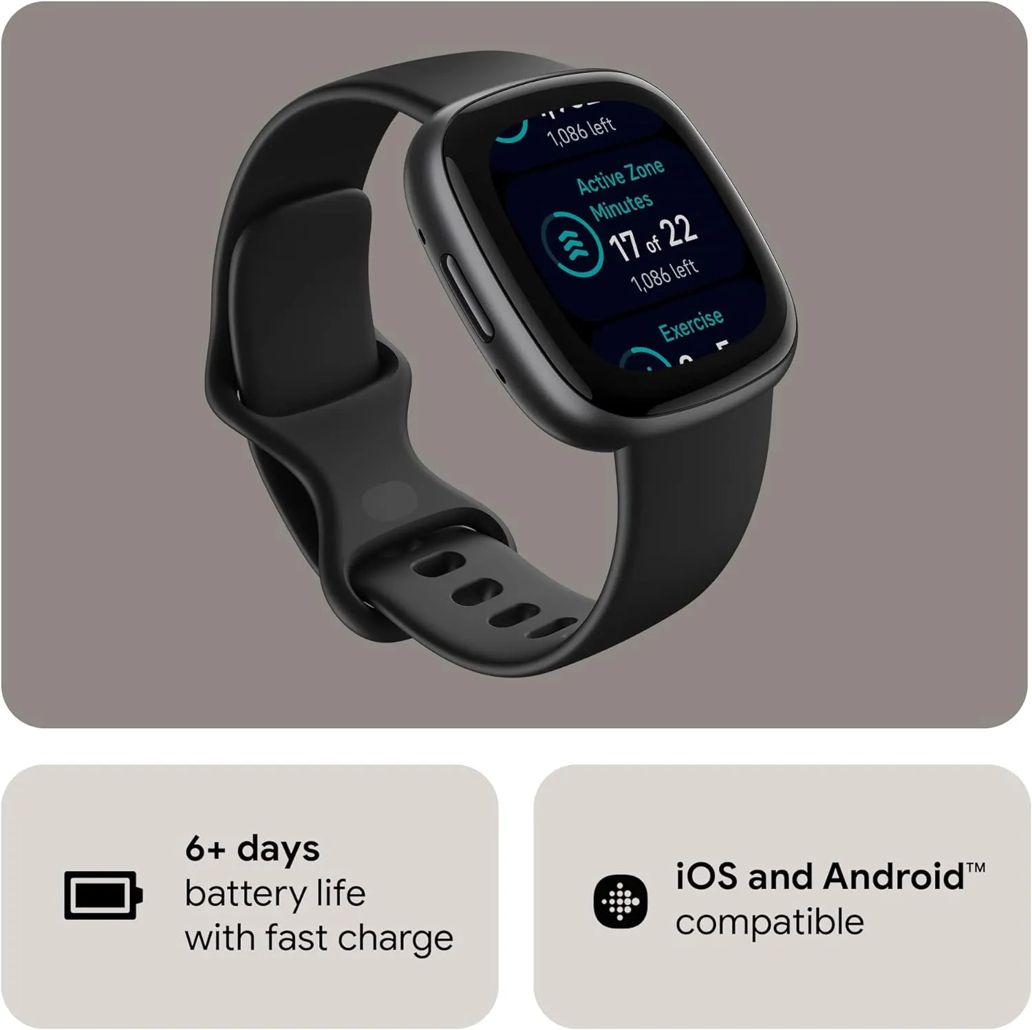 Fitbit Versa 4 Fitness Smartwatch with Daily Readiness, GPS, 24/7 Heart Rate, 40  Exercise Modes, Sleep Tracking and more, Black/Graphite, One Size (S & L Bands Included) it Versa 4 (Renewed)